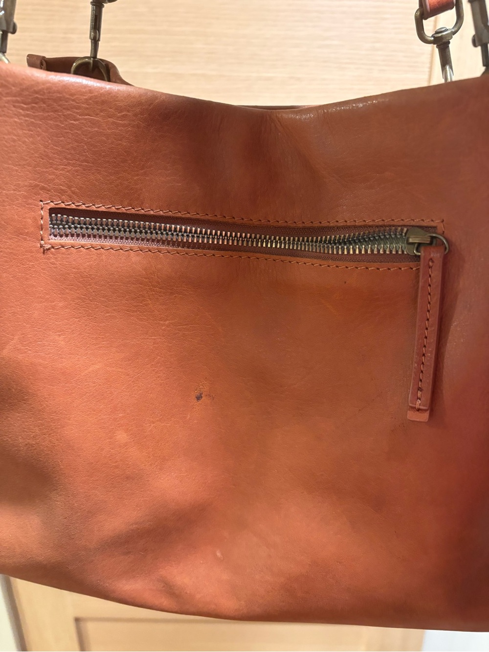 American Leather Shoulder Tote in Warm Cognac - Picture 3 of 7